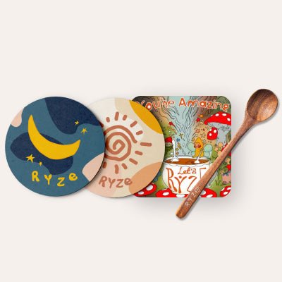 Coasters + Mushroom Magnet + Acacia Spoon R5