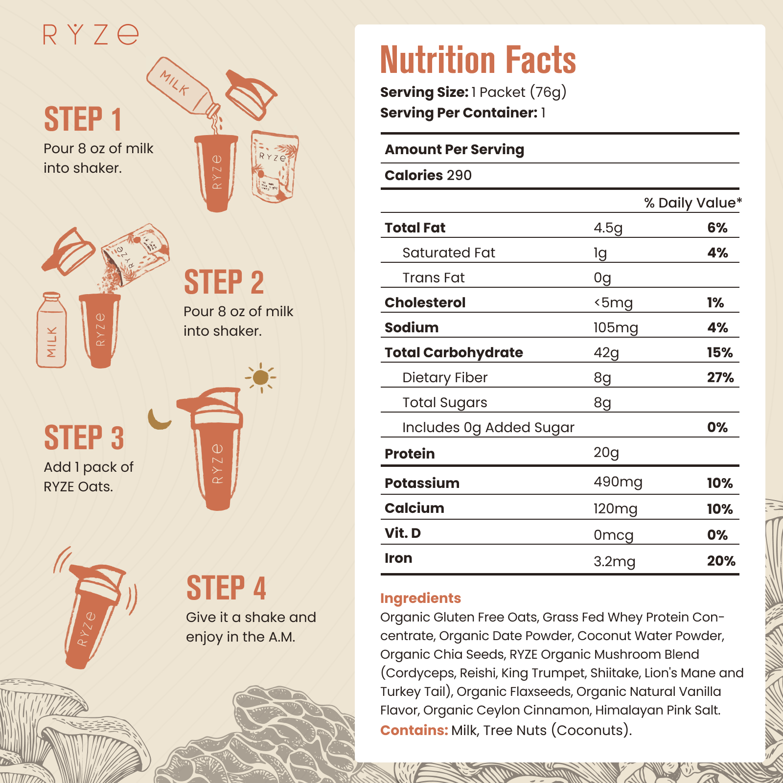 Mushroom Overnight Oats Pack (28 Servings) G0