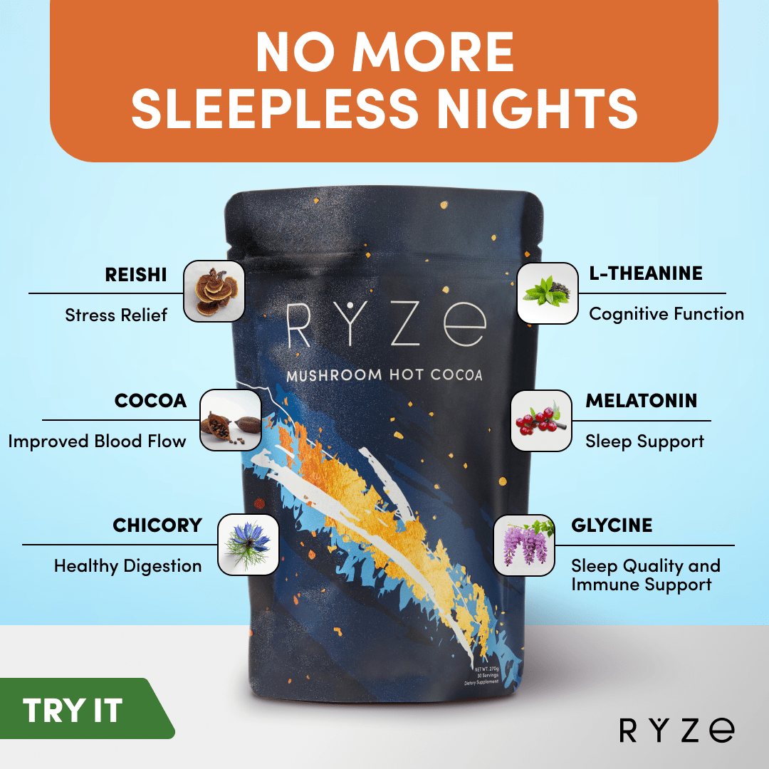 RYZE Hot Cocoa - with 6 Sleep Superfoods to Help Fall Asleep and Stay Asleep N3