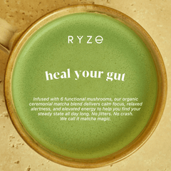 RYZE Mushroom Matcha - with 6 Organic Adaptogenic Mushrooms Grown In USA and Ceremonial-Grade Japanese Matcha J2