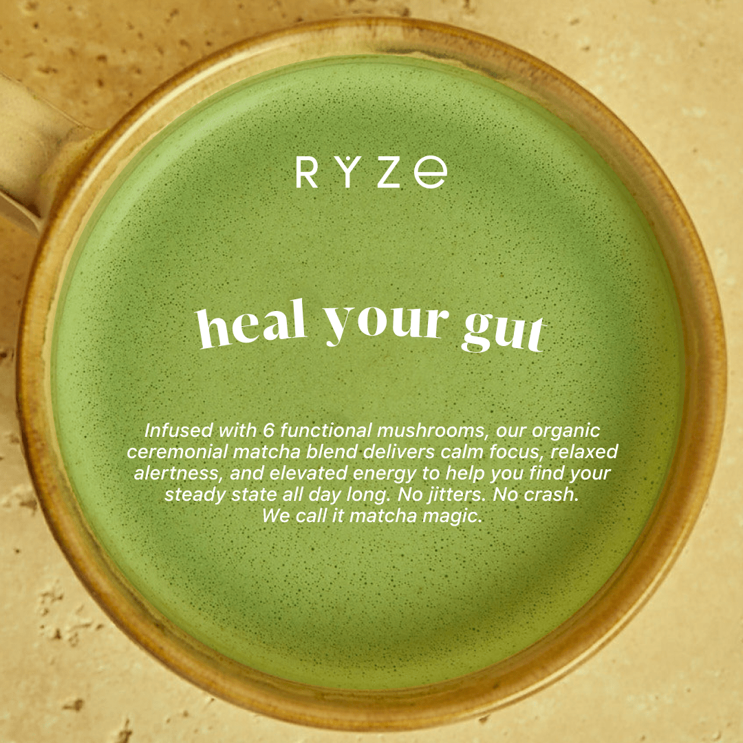 RYZE Mushroom Matcha - with 6 Organic Adaptogenic Mushrooms Grown In USA and Ceremonial-Grade Japanese Matcha J2